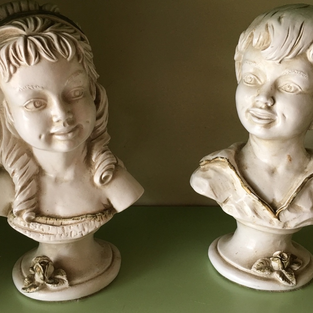 Vintage 60s  boy and girl heads